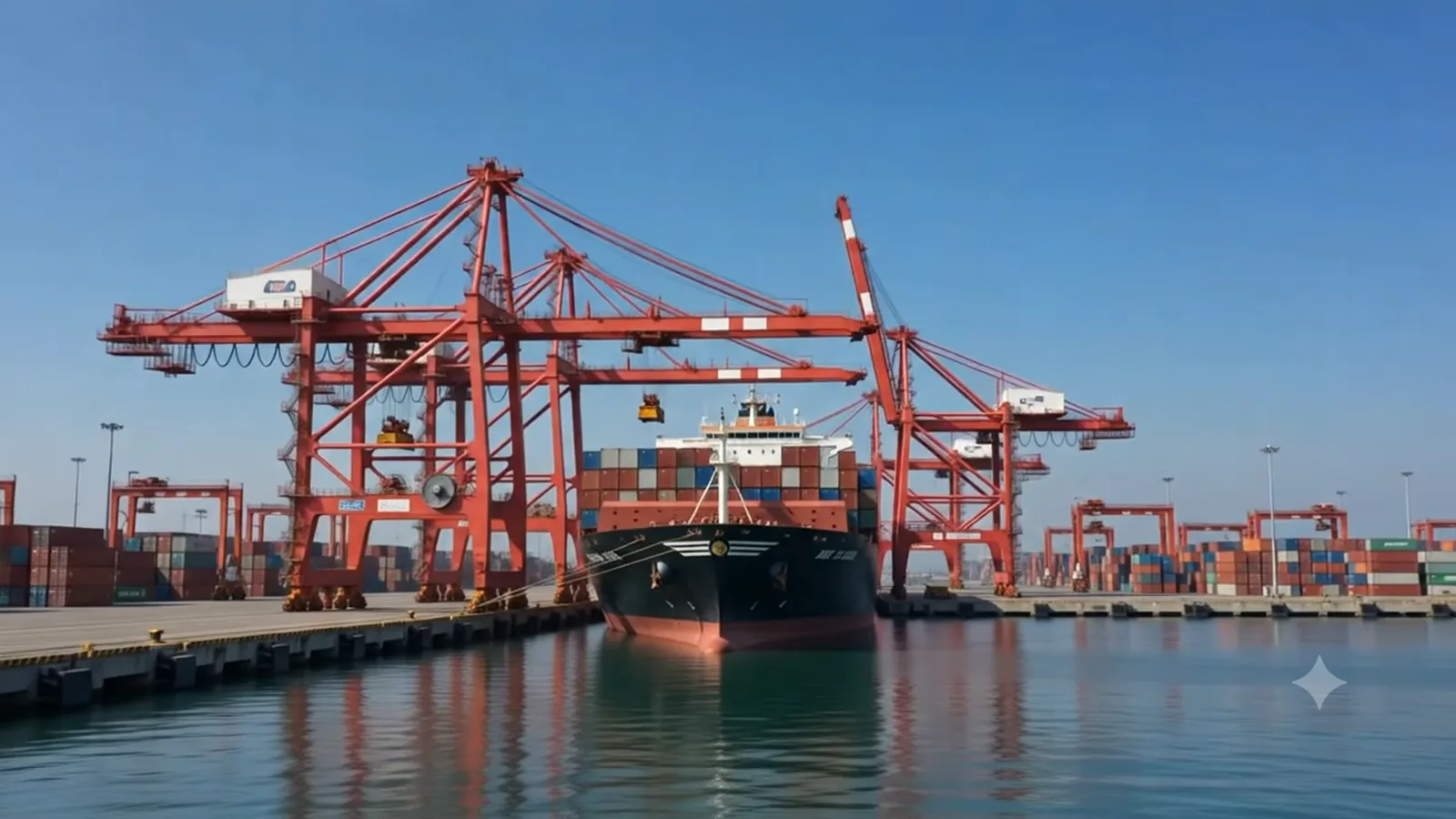 A container yard and vessel at one of our loading ports